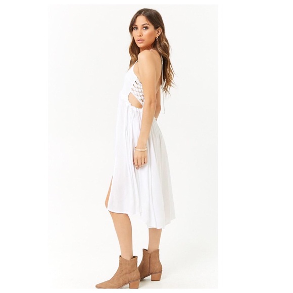 Boho Me White Macrame Halter Dress - Picture 3 of 5